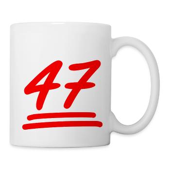47 - Geburtstag - Nummer 47 in Rot - Tasse - Weiß - Rechts