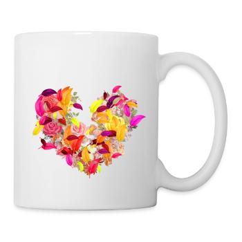Blossom,Heart,Flower Heart,Flowers,Leaves - Mug - white - Right