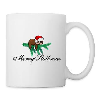 Frohe Faultiere Frohe Weihnachten - Tasse - Weiß - Rechts
