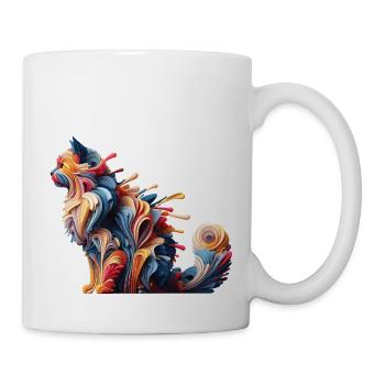 Chat abstrait coloré - Mug blanc - blanc - Droite