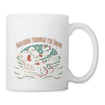 Volleyball Christmas Santa, Smashing Through The - Mug - white - Right