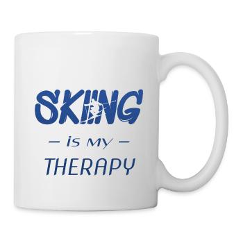 skiing is my therapy - Tasse - Weiß - Rechts