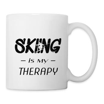 skifahren, ski, skiing is my therapy - Tasse - Weiß - Rechts