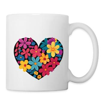 Amour - Fleurs - Cœur - Mug blanc - blanc - Droite