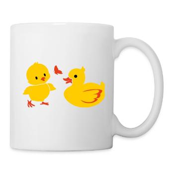 Ente und Babyhuhn mit Hintern - Tasse - Weiß - Rechts