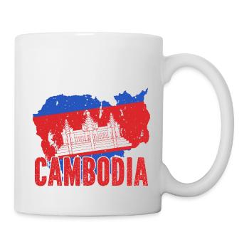 Temple du Cambodge Khmer Vintage drapeau je cadeau - Mug blanc - blanc - Droite
