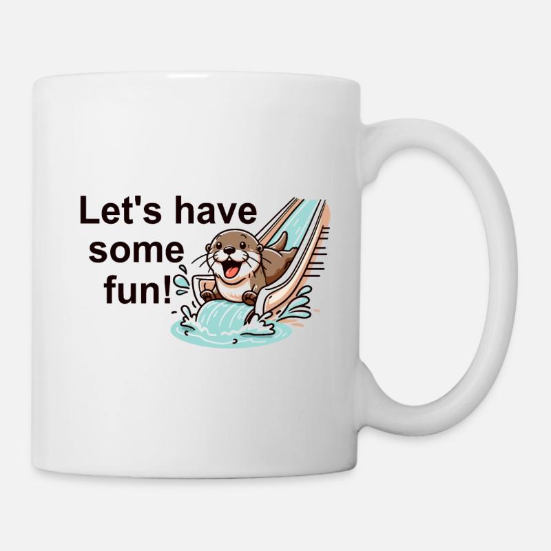 Der Otter auf der Rutsche - Tasse - Weiß
