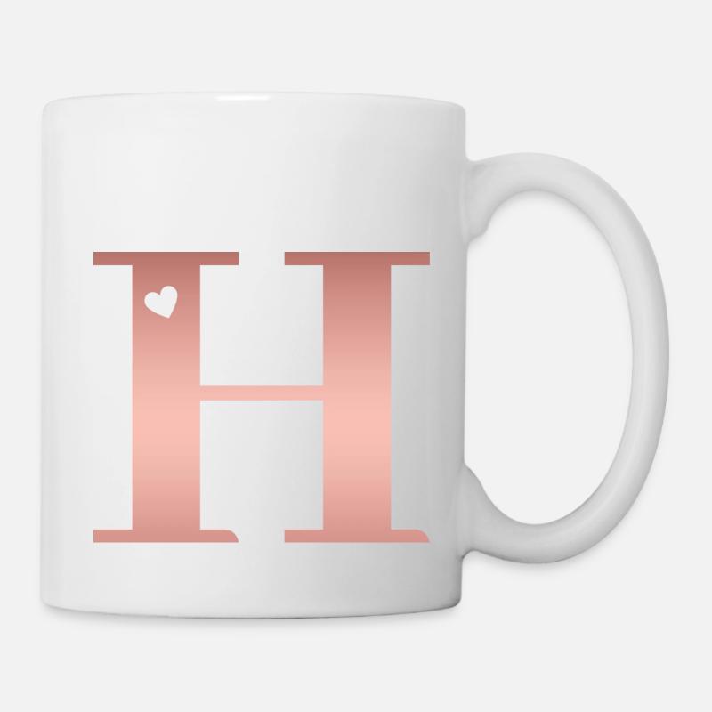 Buchstabe H Roségold - Tasse - Weiß