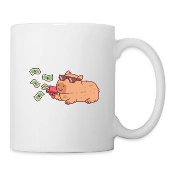 Chilling Capybara With Sunglasses And Money Gun - Mug - white - Right