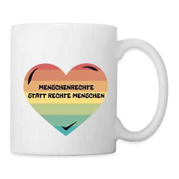 Regenbogen Herz Menschenrechte Demonstration - Tasse - Weiß - Rechts