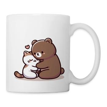 Câlin Chat Et Ours Amoureux - Mug blanc - blanc - Droite