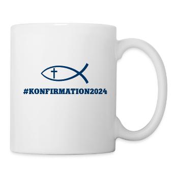 Konfirmation 2024 Fisch Symbol Kirche Glaube Gott - Tasse - Weiß - Rechts