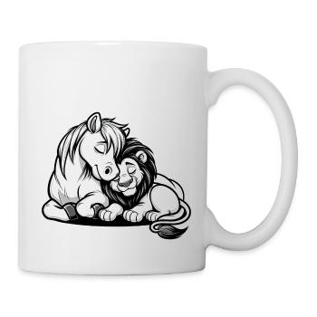Câlin Cheval Et Lion Amoureux - Mug blanc - blanc - Droite