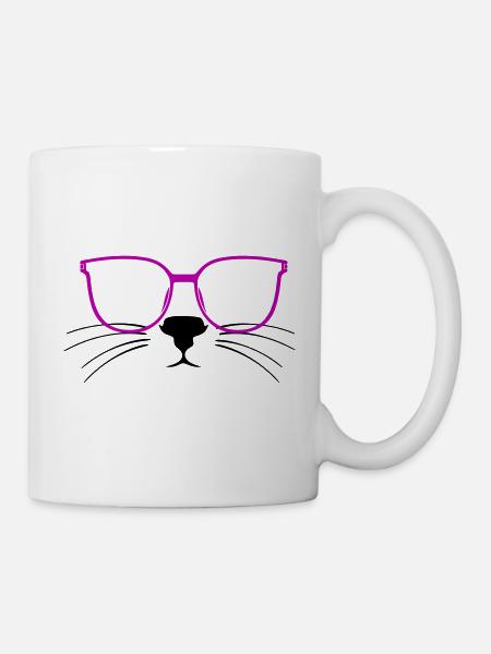 Lunettes Chat Chat Femme Chat Amant Kitty - Mug blanc - blanc