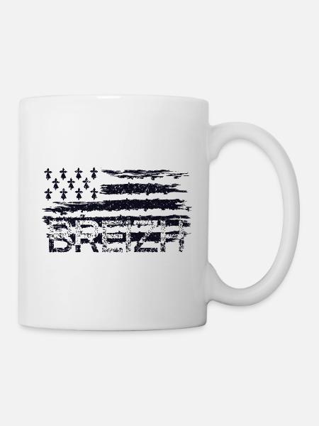 drapeau breton,BREIZH vintage,bretagne flag,BZH - Mug blanc - blanc