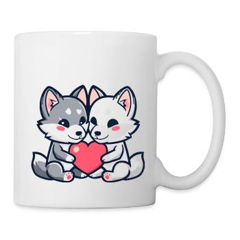 Loup Couple Amour Couple Amoureux - Mug blanc - blanc - Droite