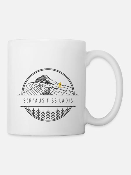 Minimalistisches Serfaus Fiss Ladis-Logo - Tasse - Weiß