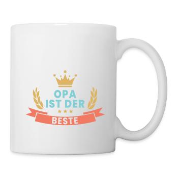 Opa ist der Beste! Krone & Kranz - Tasse - Weiß - Rechts