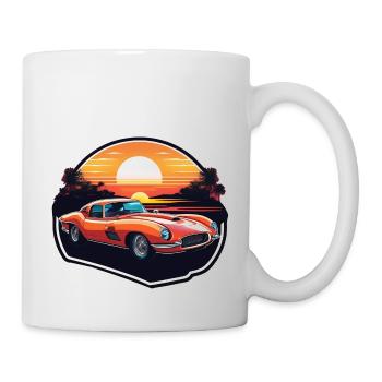 voiture vintage couché de soleil - Mug blanc - blanc - Droite