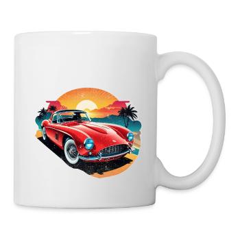 Oldtimer Sonnenuntergang - Tasse - Weiß - Rechts