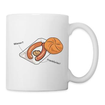 Frankfurter versus Wiener Würstchen - Tasse - Weiß - Rechts
