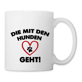 Qui se promène avec les chiens - Mug blanc - blanc - Droite