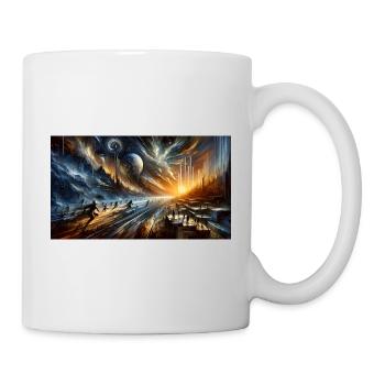 Dawn of Epochs – Futuristic Dystopian Cave Art - Mug - white - Right