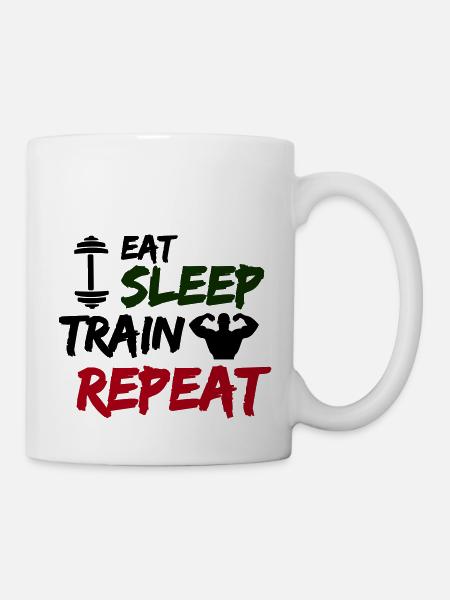 eat sleep train repeat - Tasse - Weiß