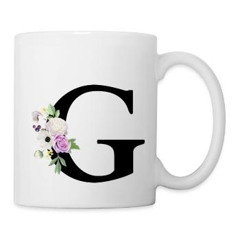 Lila Blumenbuchstabe g - Tasse - Weiß - Rechts