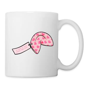 Biscuit de fortune rose avec des coeurs - Mug blanc - blanc - Droite