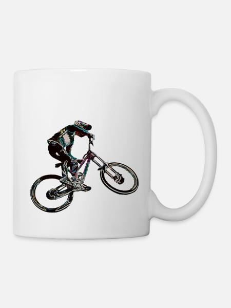 Downhill-Mountainbiken - Tasse - Weiß