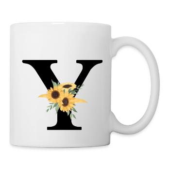 Sonnenblume Blumen y Brief - Tasse - Weiß - Rechts