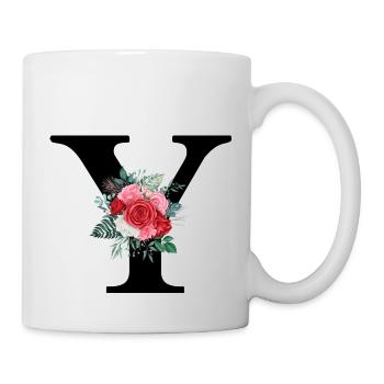 Red Floral Y Letter - Mug - white - Right
