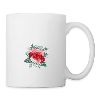 Roter floraler Y-Buchstabe - Tasse - Weiß - Rechts