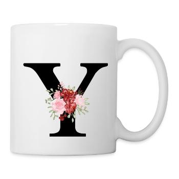 Red Floral Y Letter - Mug - white - Right