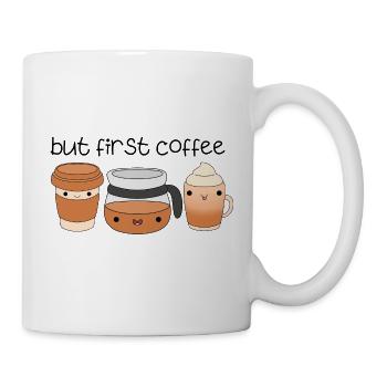 süßes Kaffeezitat lustig, aber erster Kaffee - Tasse - Weiß - Rechts