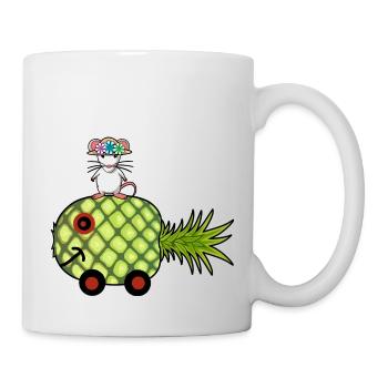 Ananas Wohnwagen Ratte Urlaub Reise - Tasse - Weiß - Rechts