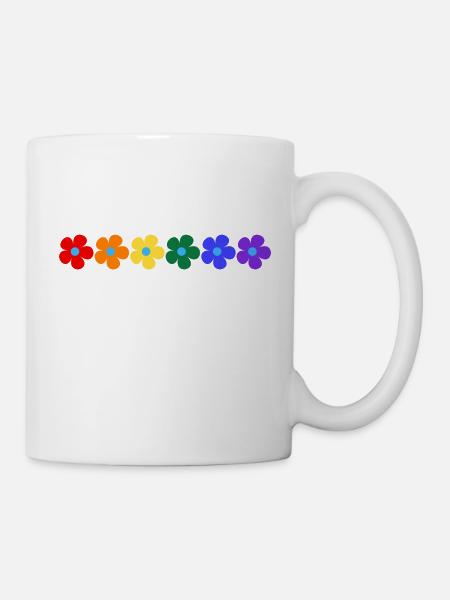 Floral Design Rainbow Flag, For Everyone - Mug - white