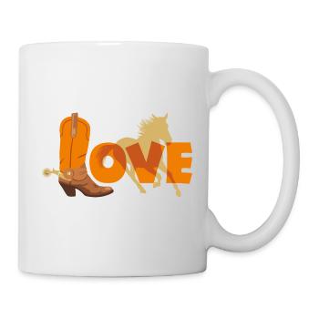 Cowboystiefel und Pferdesilhouette - Tasse - Weiß - Rechts
