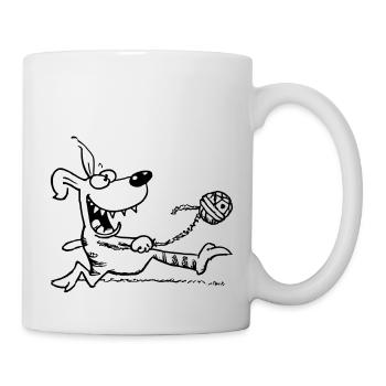 hund liebt ball - Tasse - Weiß - Rechts