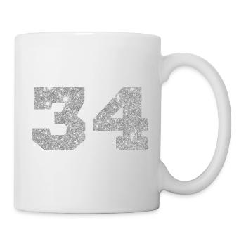 Numéro 34 paillettes argenté - 34e anniversaire - Mug blanc - blanc - Droite
