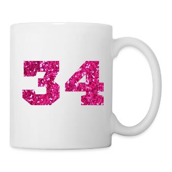 Numéro 34 paillettes rose - 34e anniversaire - Mug blanc - blanc - Droite