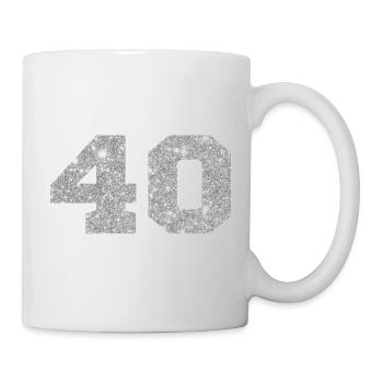 Numéro 40 paillettes argenté - 40e anniversaire - Mug blanc - blanc - Droite