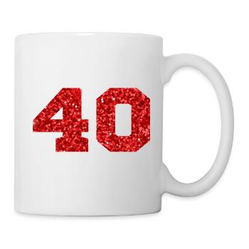 Number 40 Red Glitter - 40th Anniversary - Mug - white - Right