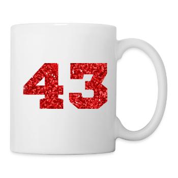 Numéro 43 paillettes rouge - 43e anniversaire - Mug blanc - blanc - Droite
