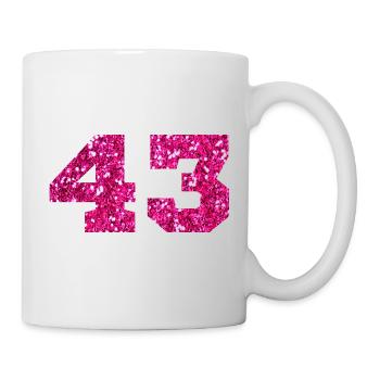 Numéro 43 paillettes rose - 43e anniversaire - Mug blanc - blanc - Droite