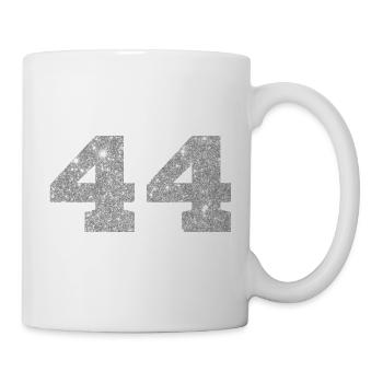 Number 44 Silver Glitter - 44th Anniversary - Mug - white - Right