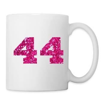 Number 44 Pink Glitter - 44th Anniversary - Mug - white - Right