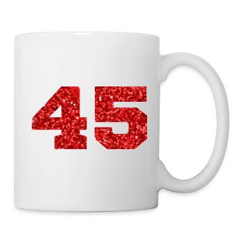 Nummer 45 Roter Glitzer - 45-jähriges Jubiläum - Tasse - Weiß - Rechts
