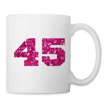 Nummer 45 Pink Glitter - 45-jähriges Jubiläum - Tasse - Weiß - Rechts